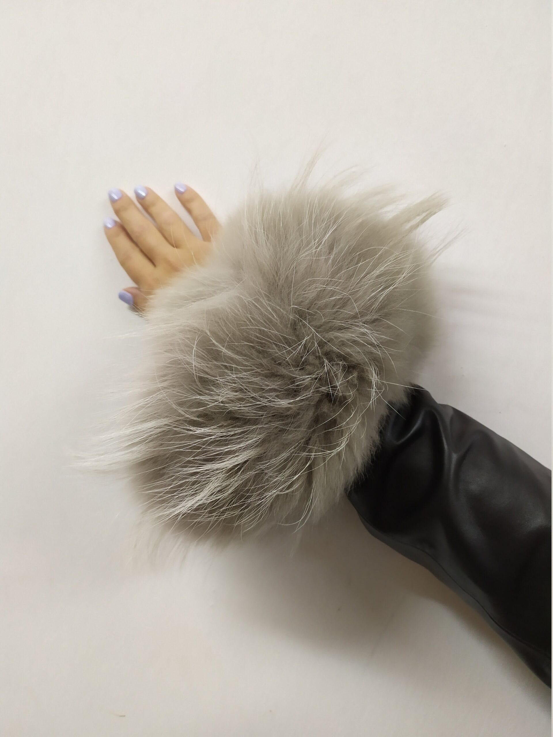 Real Fur Beige Finn Raccoon cuffs with elastic on top/ Winter accessories - Image 3