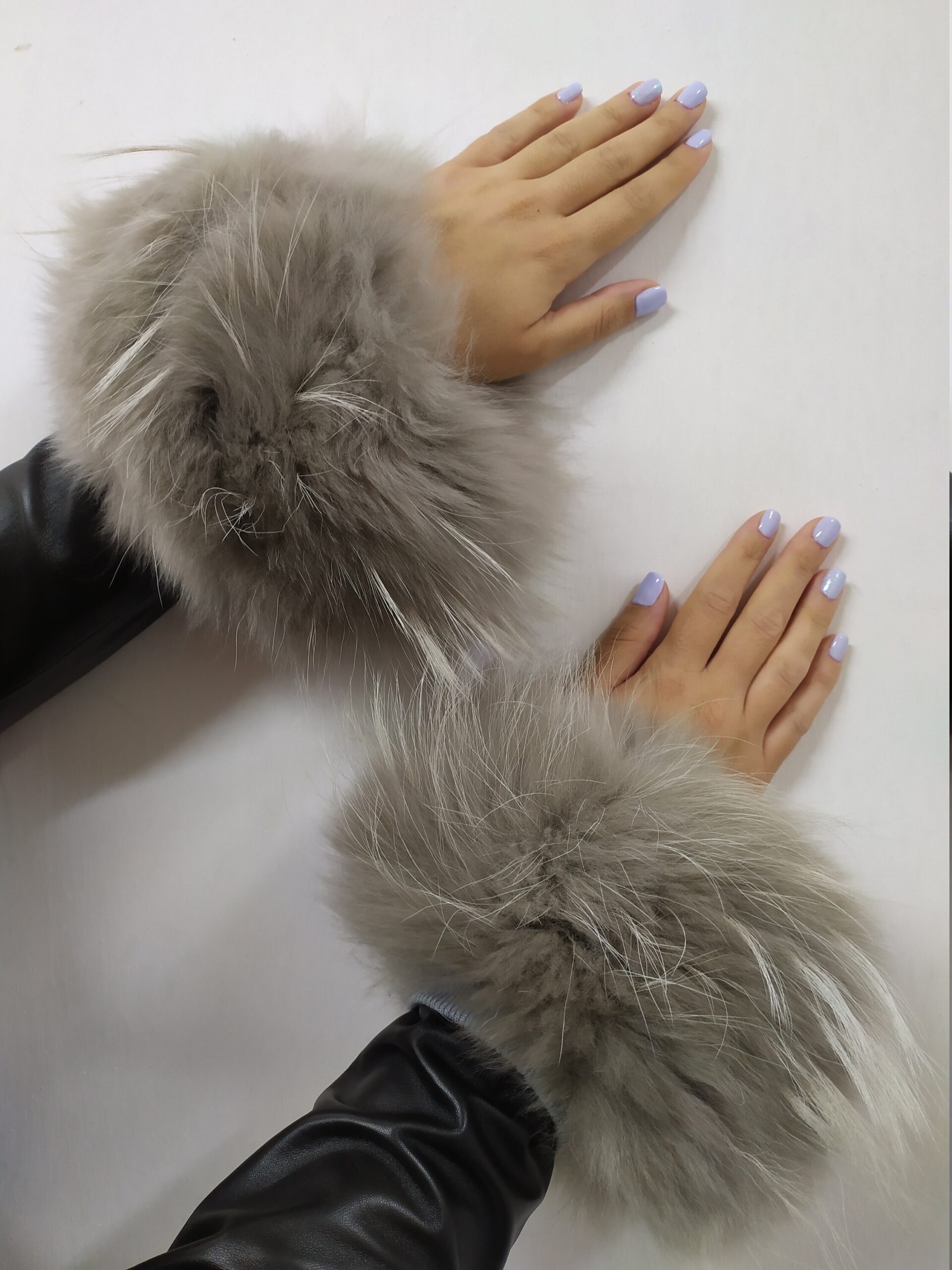Real Fur Beige Finn Raccoon cuffs with elastic on top/ Winter accessories - Image 4