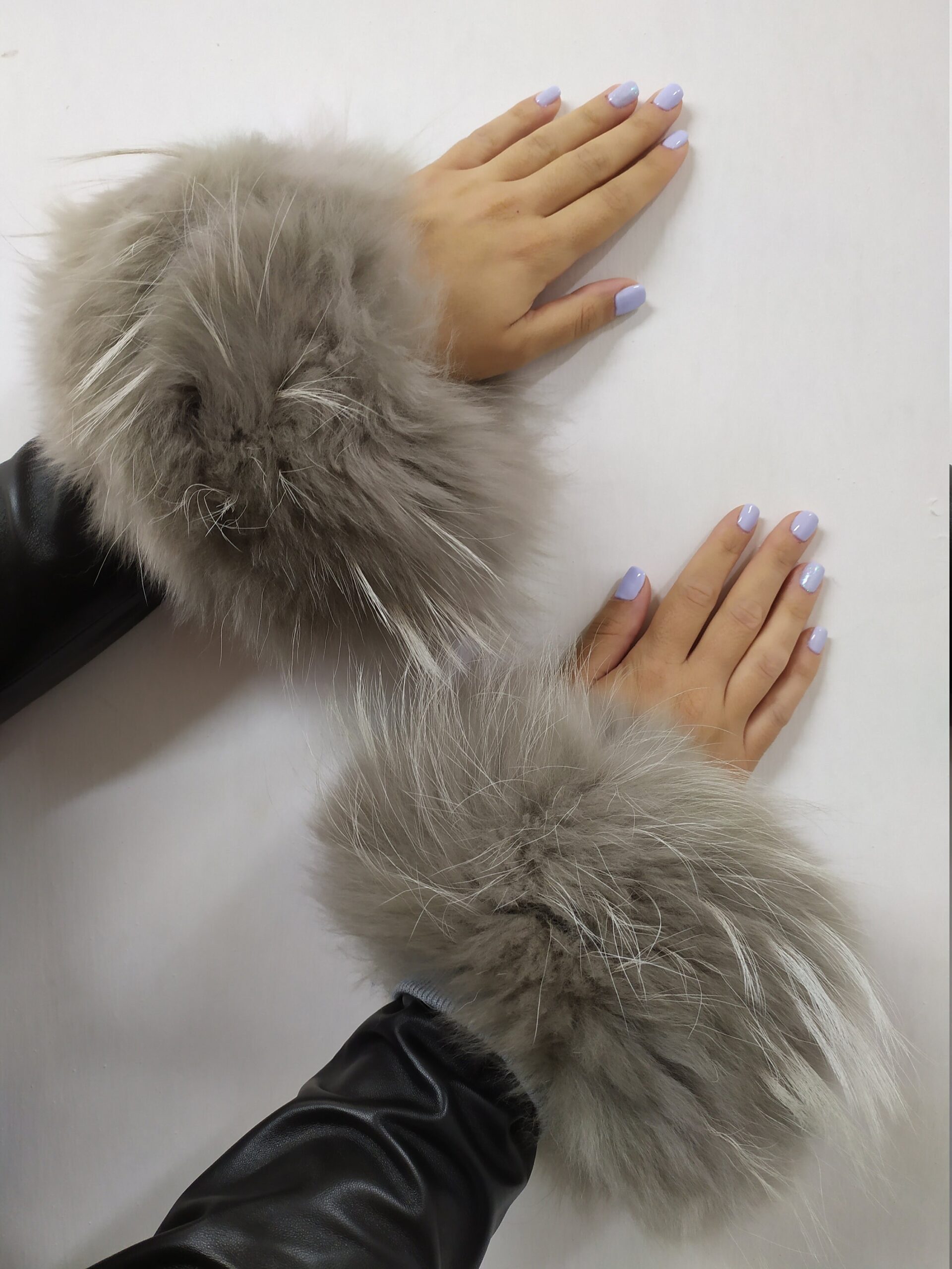 Real Fur Beige Finn Raccoon cuffs with elastic on top/ Winter accessories - Image 2
