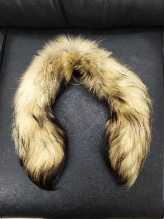 Real Finn Raccoon Fur Hood Trim - Natural Color Fur Scarf (73cm)