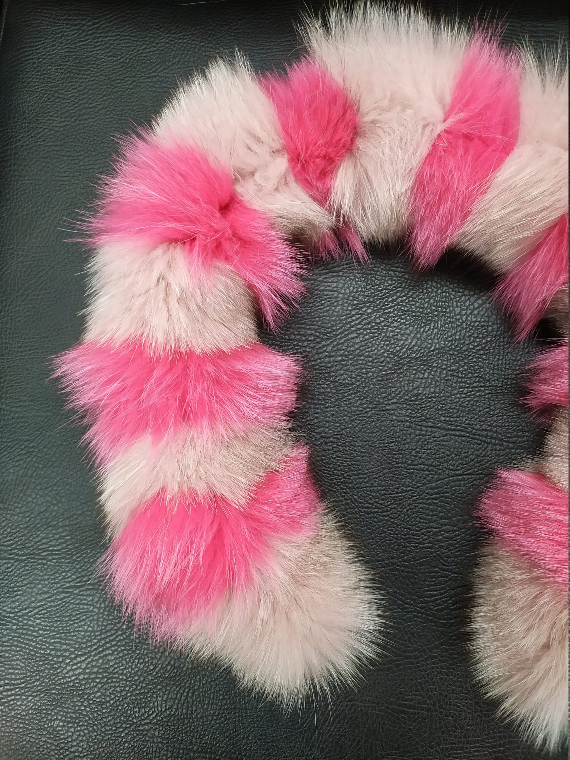 Real Fox Fur Hood Trim: Pink Fur Scarf Collar (73cm) - Image 3