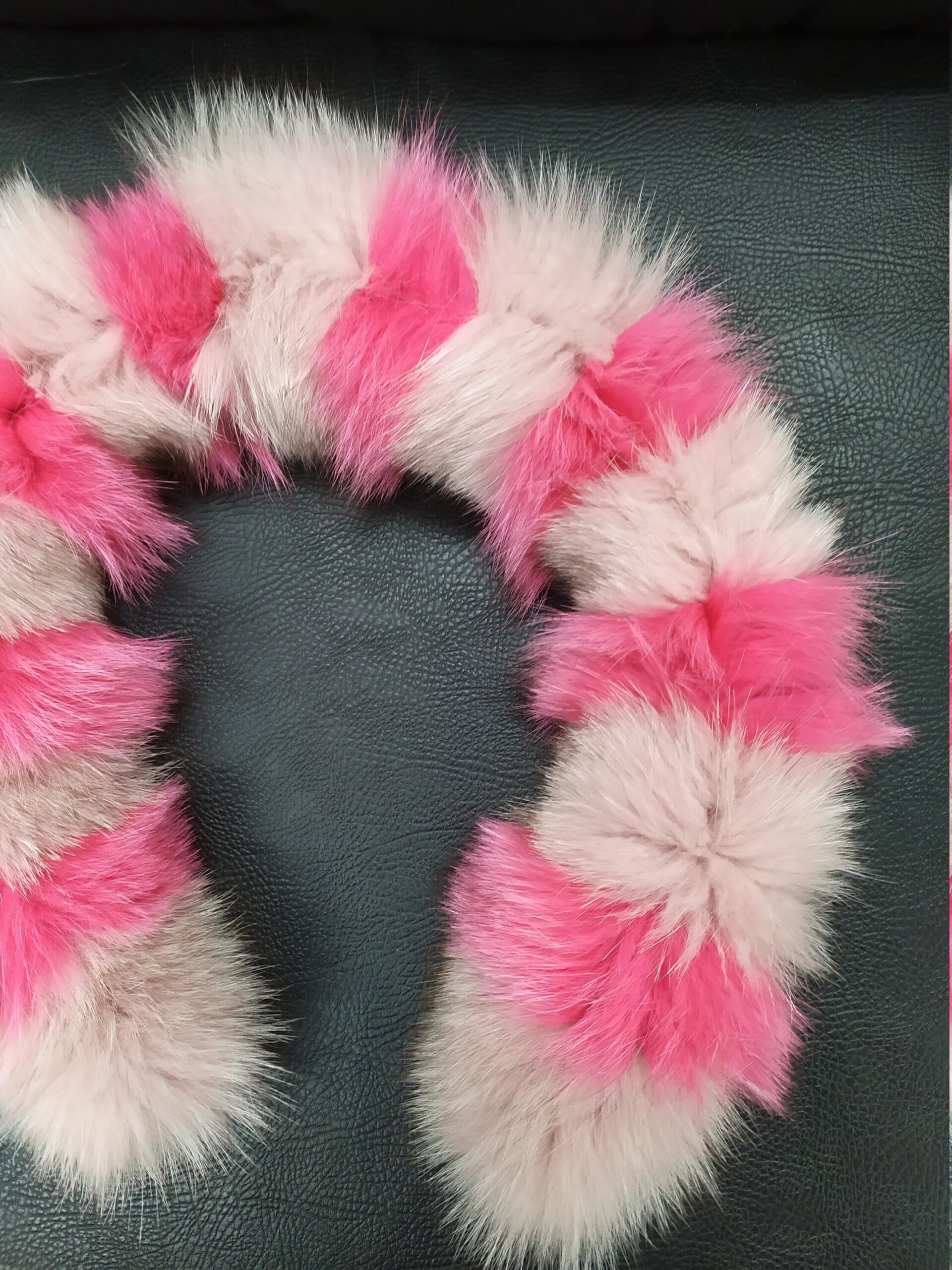 Real Fox Fur Hood Trim: Pink Fur Scarf Collar (73cm) - Image 4