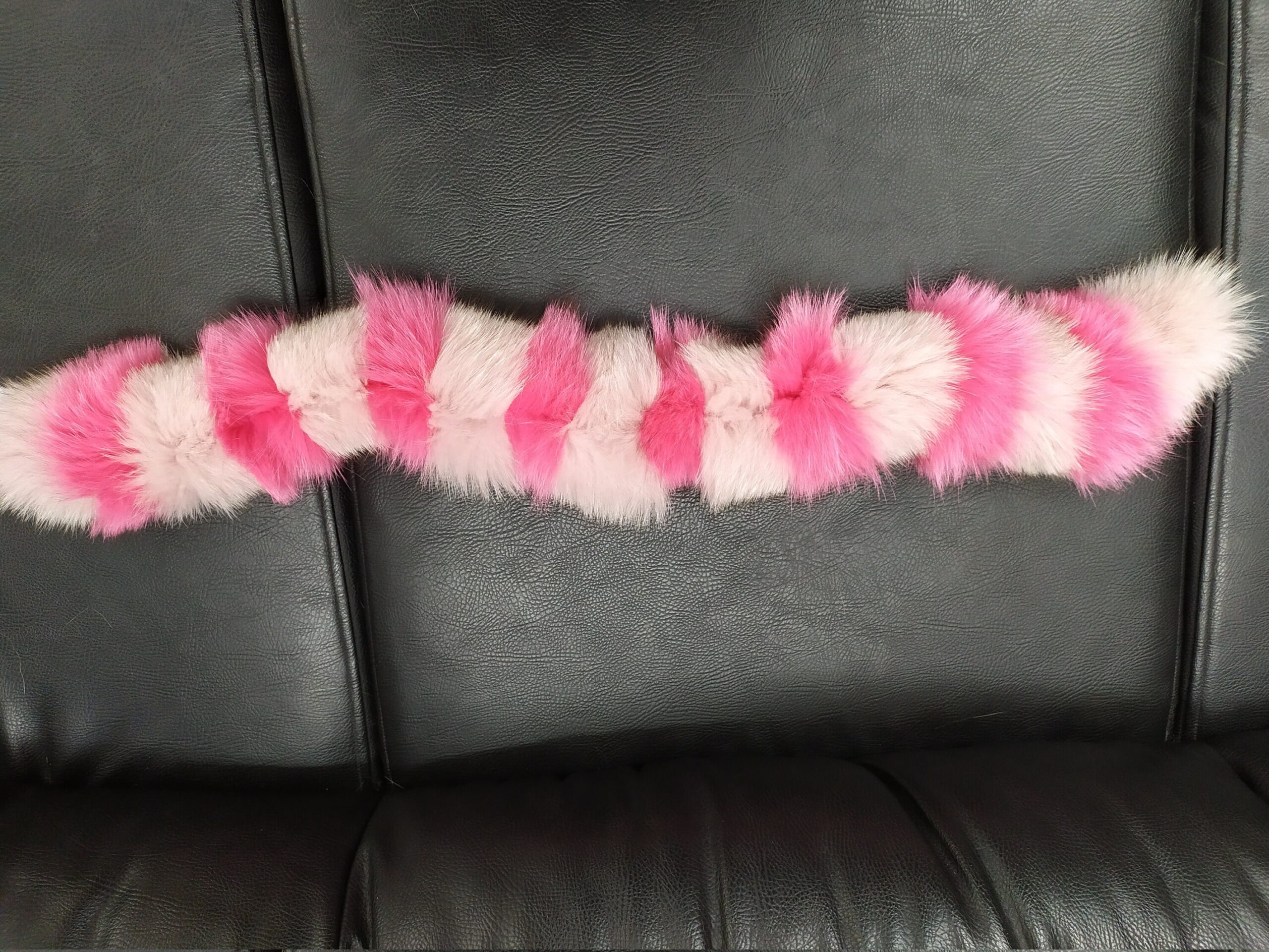 Real Fox Fur Hood Trim: Pink Fur Scarf Collar (73cm) - Image 5