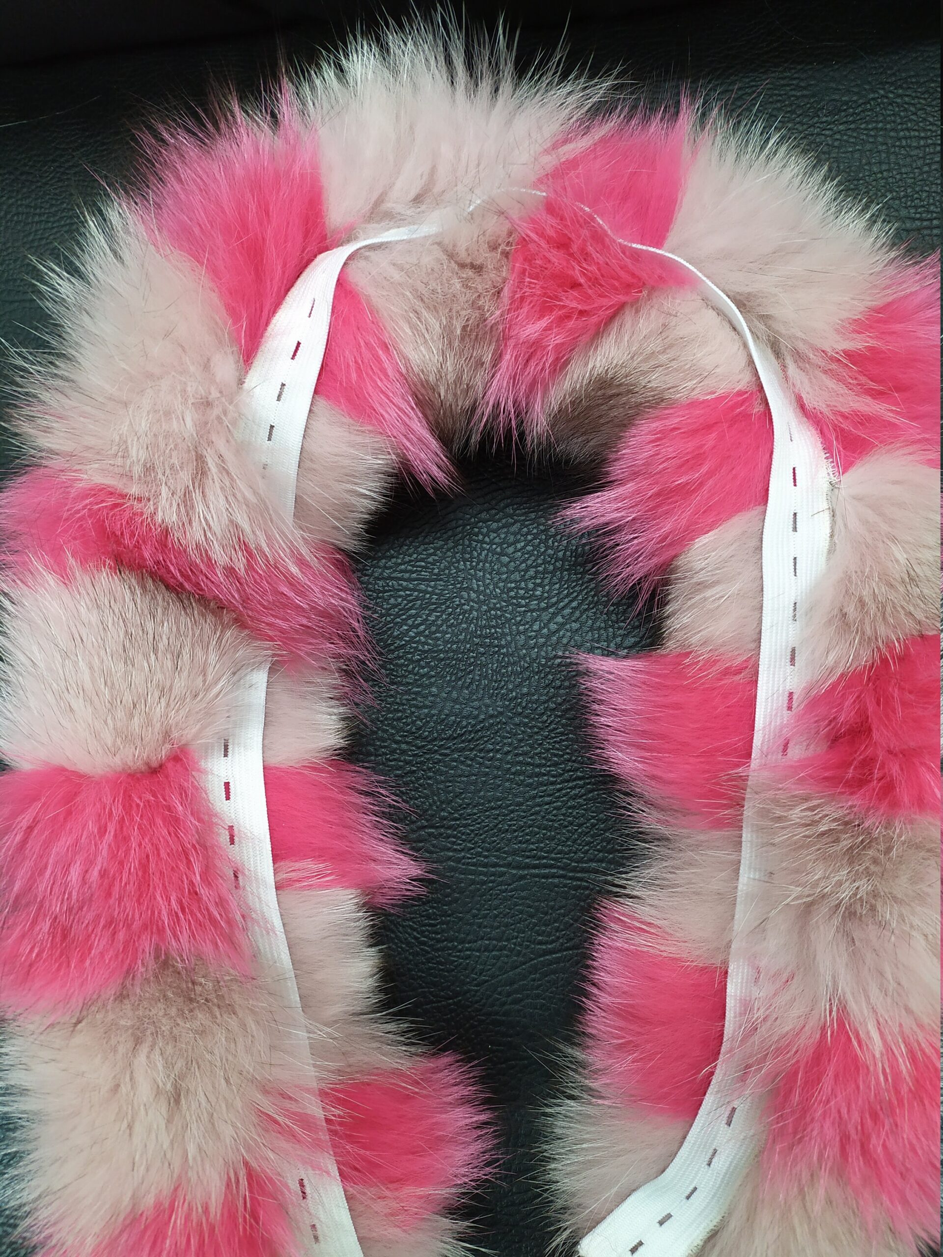 Real Fox Fur Hood Trim: Pink Fur Scarf Collar (73cm) - Image 2