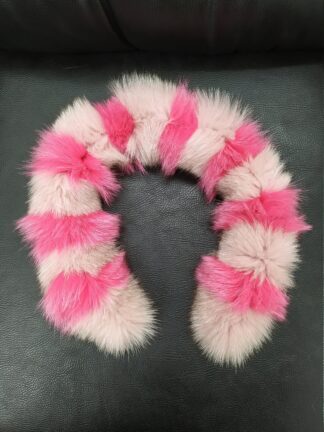 Real Fox Fur Hood Trim: Pink Fur Scarf Collar (73cm)