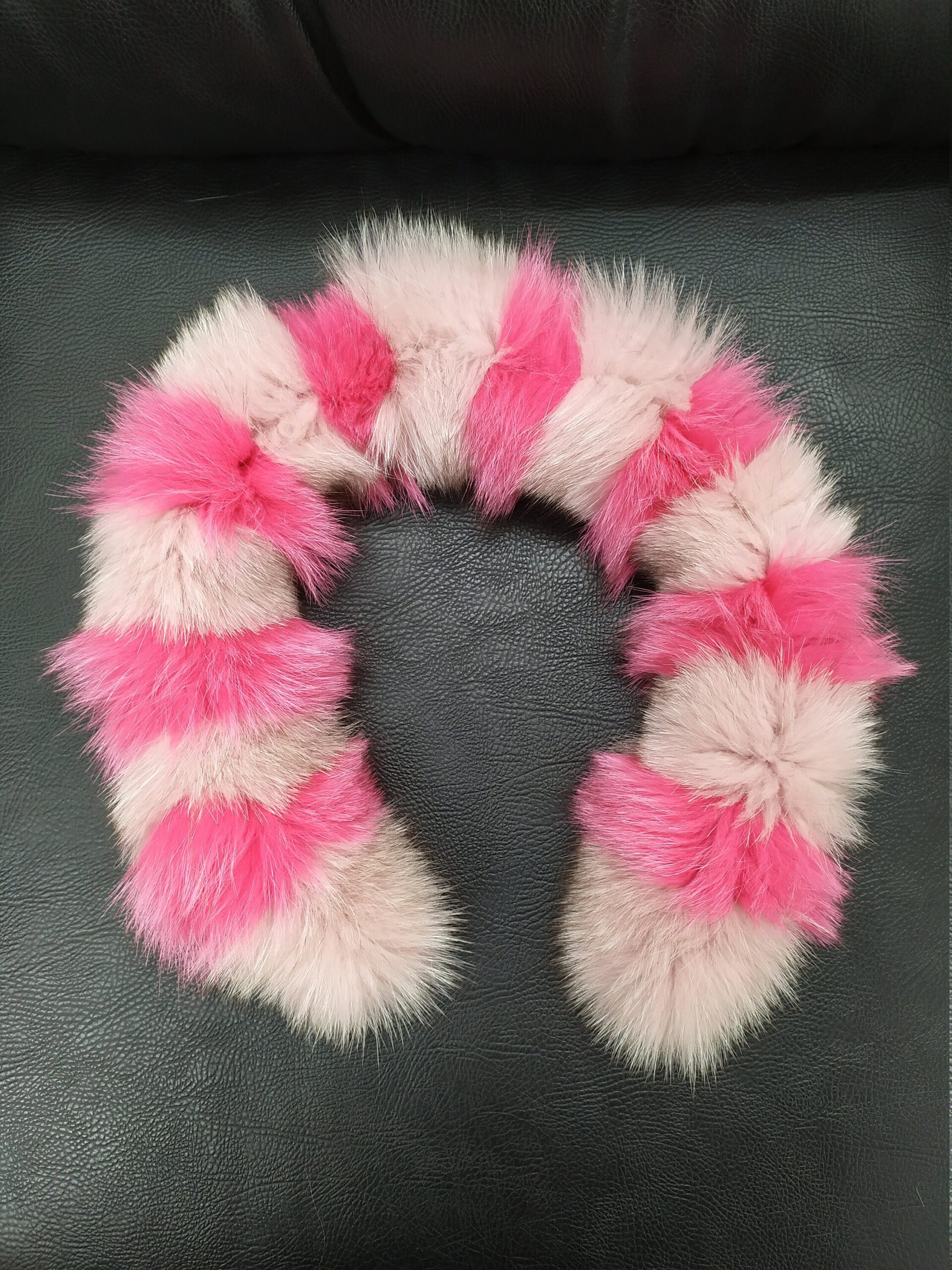 Real Fox Fur Hood Trim: Pink Fur Scarf Collar (73cm)
