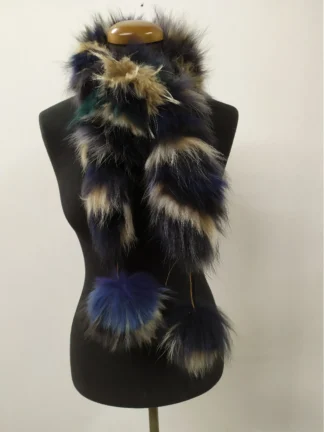 Fur finn Raccoon multicolor pon pon design scarf fluffy and thick quality.