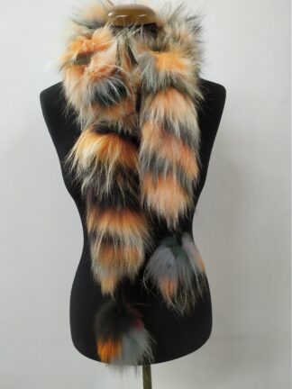 Fur finn Raccoon multicolor pon pon design scarf fluffy and thick quality.