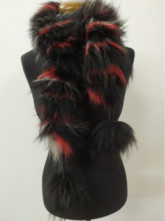 Fur finn Raccoon multicolor pon pon design scarf fluffy and thick quality.