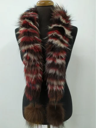 Fur finn Raccoon multicolor pon pon design scarf fluffy and thick quality.