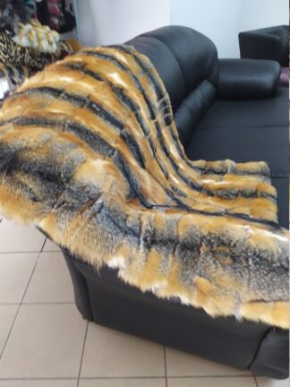 Real Gris Fox fur blanket natural colour, Home warmer