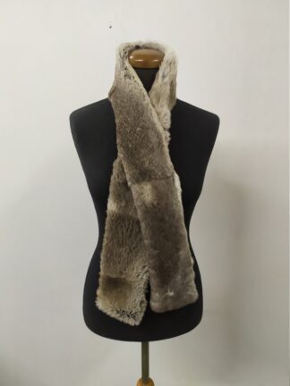 Fur rabbit long scarf natural gray colour, winter warm accessories.