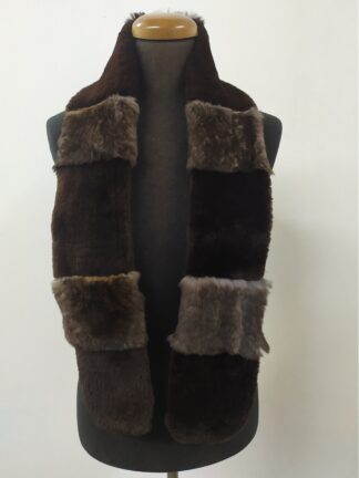 Fur rex rabbit and Castor long scarf brown colour, winter warm accessories.