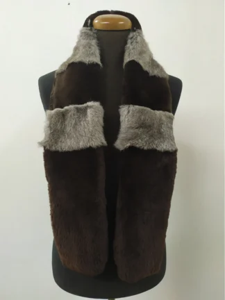 Fur rabbit and Castor long scarf brown & gray colour, winter warm accessories.