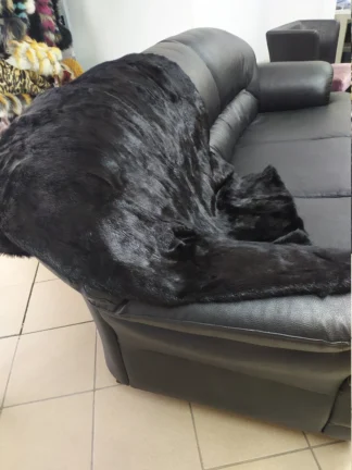 Real Martin fur blanket throw black, Home warmer