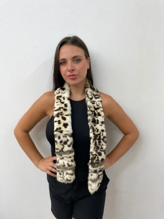 Rabbit Fur Scarf: Leopard Print Winter Accessory