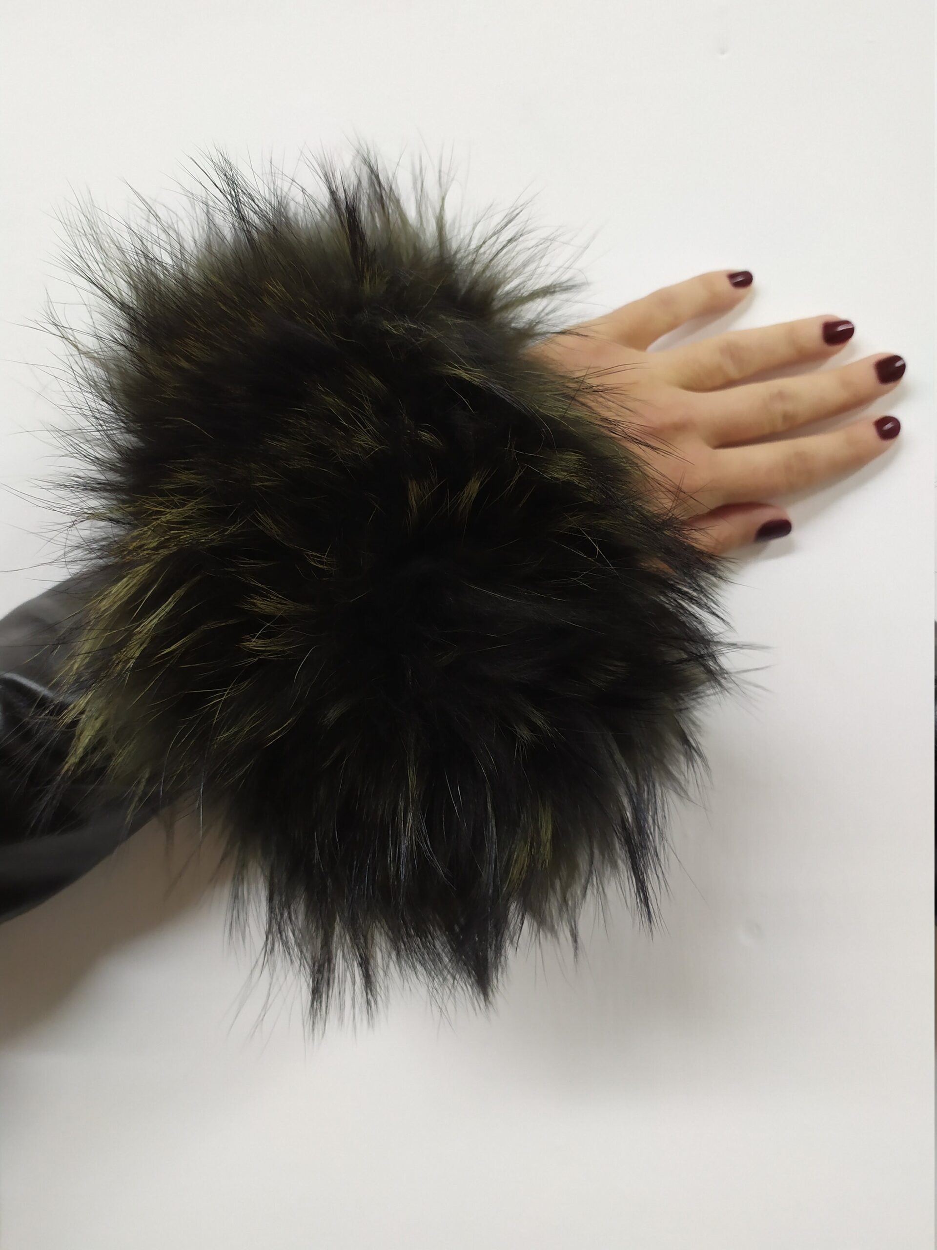 Real Fur Green Finn Raccoon cuffs with elastic on top/ Winter accessories - Image 4