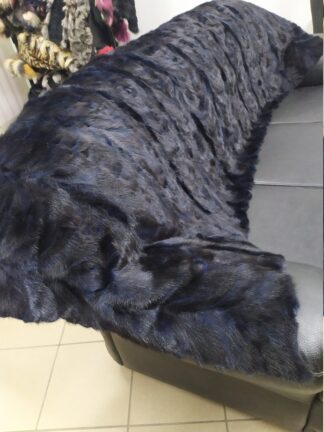 Real Mink fur blanket throw blue black color, Home warmer