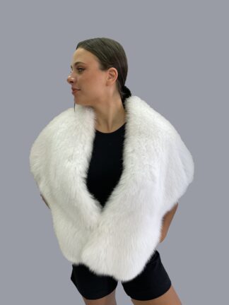 Women's Real fur white Fox etol bolero shawl natural color, Evening wear