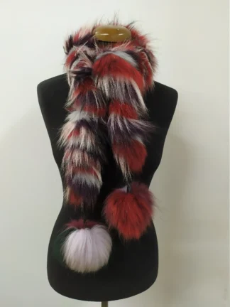 Fur finn Raccoon multicolor pon pon design scarf fluffy and thick quality.