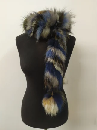 Fur finn Raccoon multicolor pon pon design scarf fluffy and thick quality.