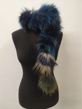 Fur finn Raccoon multicolor pon pon design scarf fluffy and thick quality.