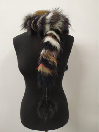 Fur fox multicolor pon pon design scarf fluffy and thick quality.