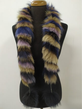 Fur fox multicolor pon pon design scarf fluffy and thick quality.