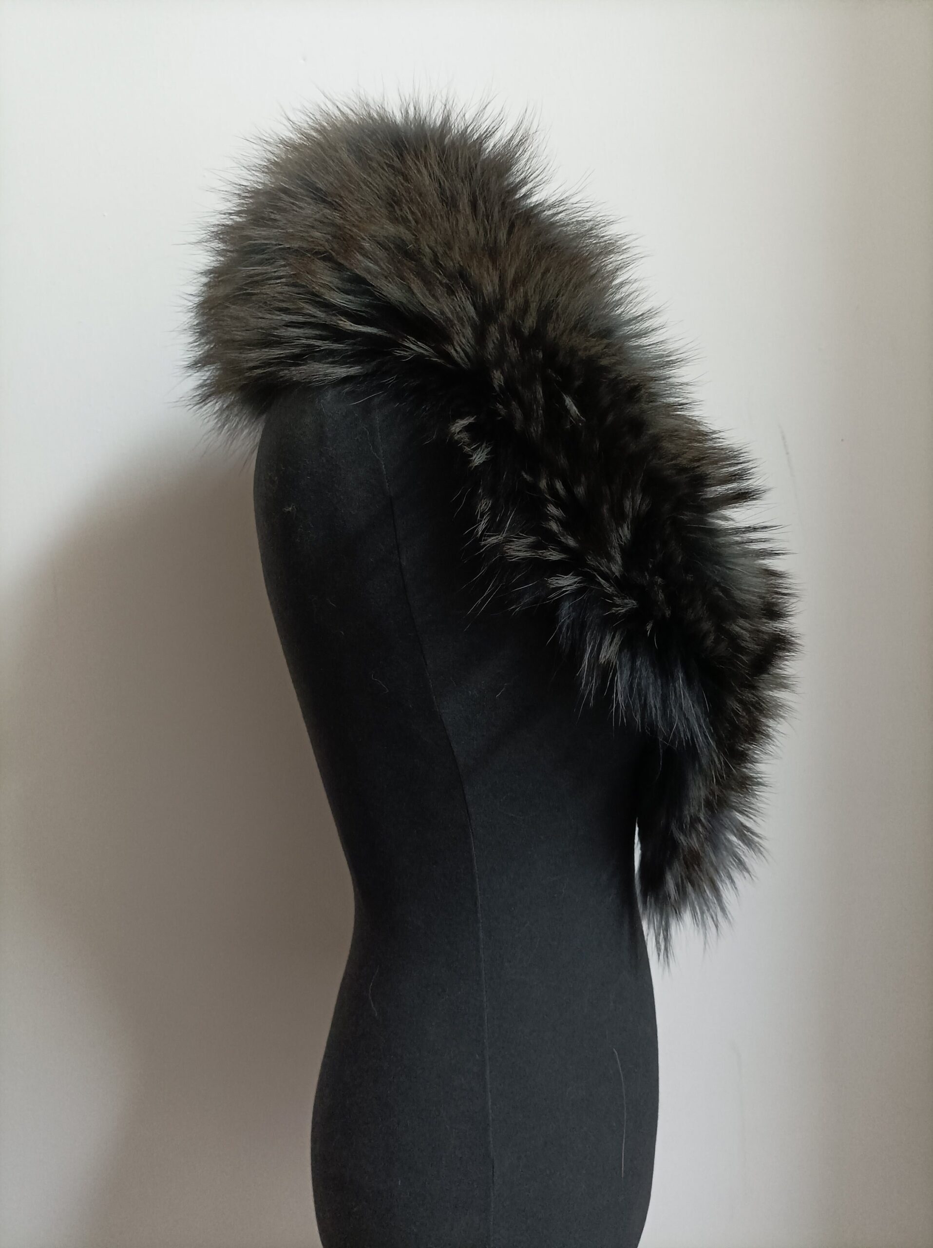 Fur collar, Fin raccoon fur collar, Real fur collar, dark grey collor - Image 4