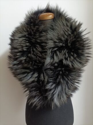 Fur collar, Fin raccoon fur collar, Real fur collar, dark grey collor
