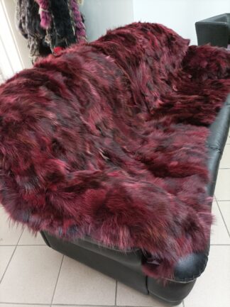Real Finn raccoon fur blanket throw bordo color, Home warmer