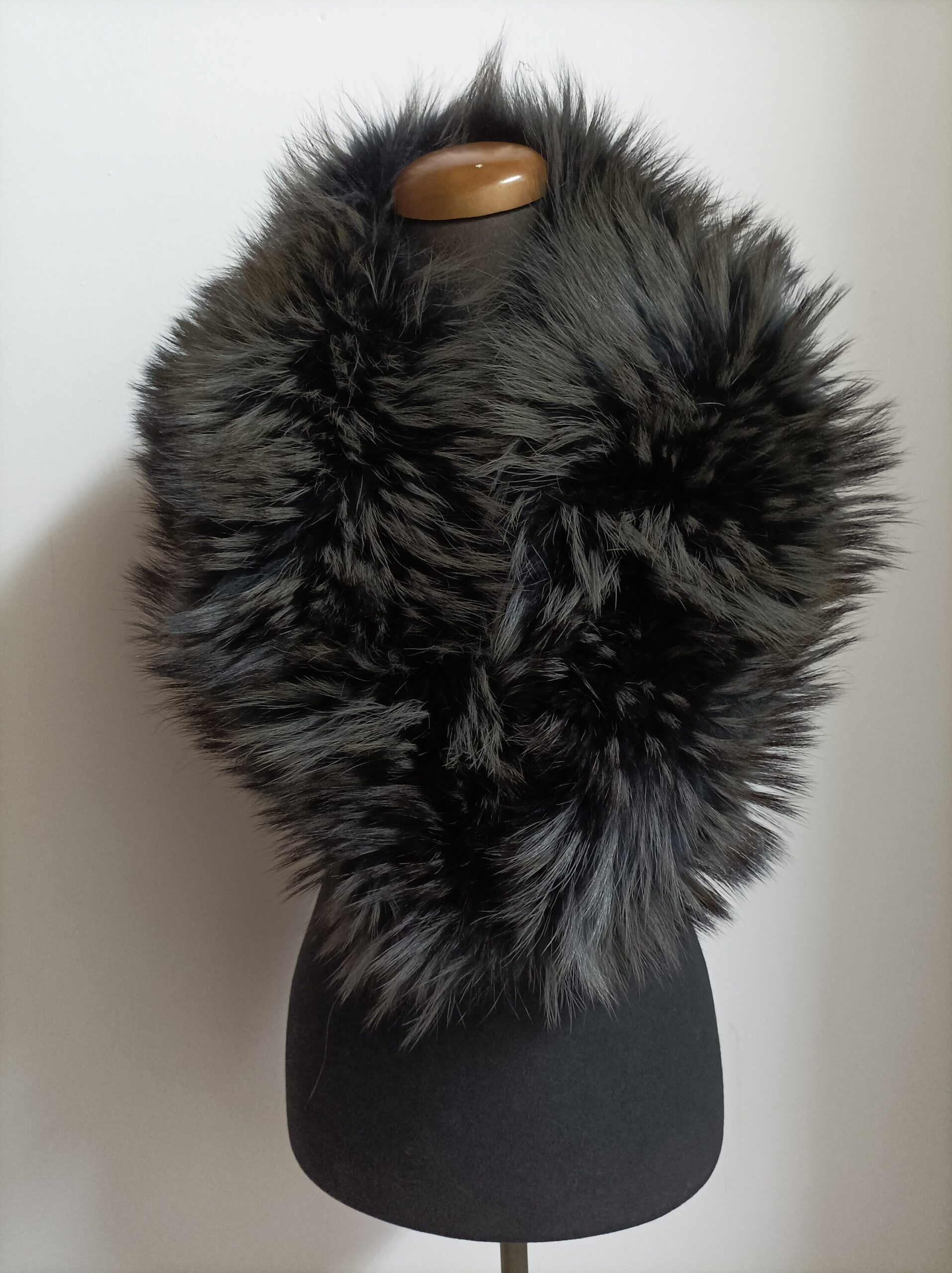 Fur collar, Fin raccoon fur collar, Real fur collar, dark grey collor - Image 2