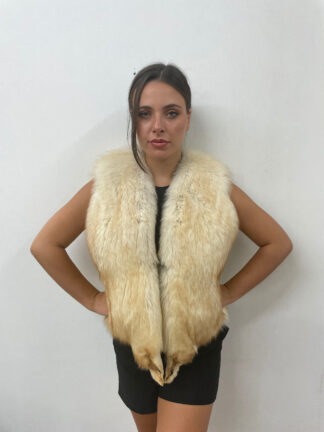 Fox fur vest , golden color , full skin pelt fluffy and warm winter garment womans gift