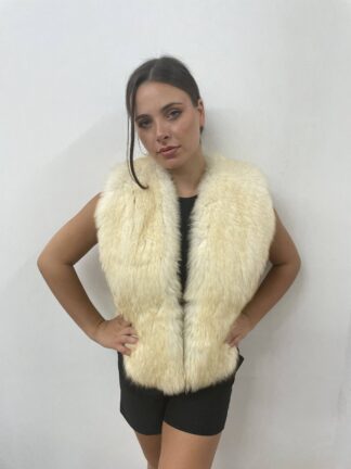 Fox and mink  fur vest , golden color , full skin pelt fluffy and warm winter garment womans gift