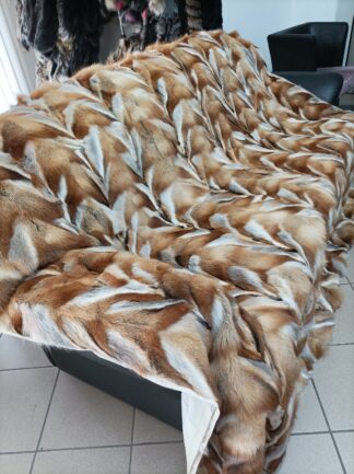 Fur blanket, real canadian fox throw natural color, Home warmer