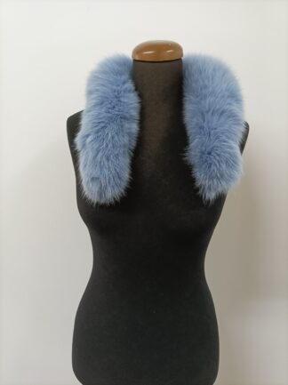 Fur hood trim, real fox hood trim, fur collar, cyan color, fox fur hood trim, fur scarf.