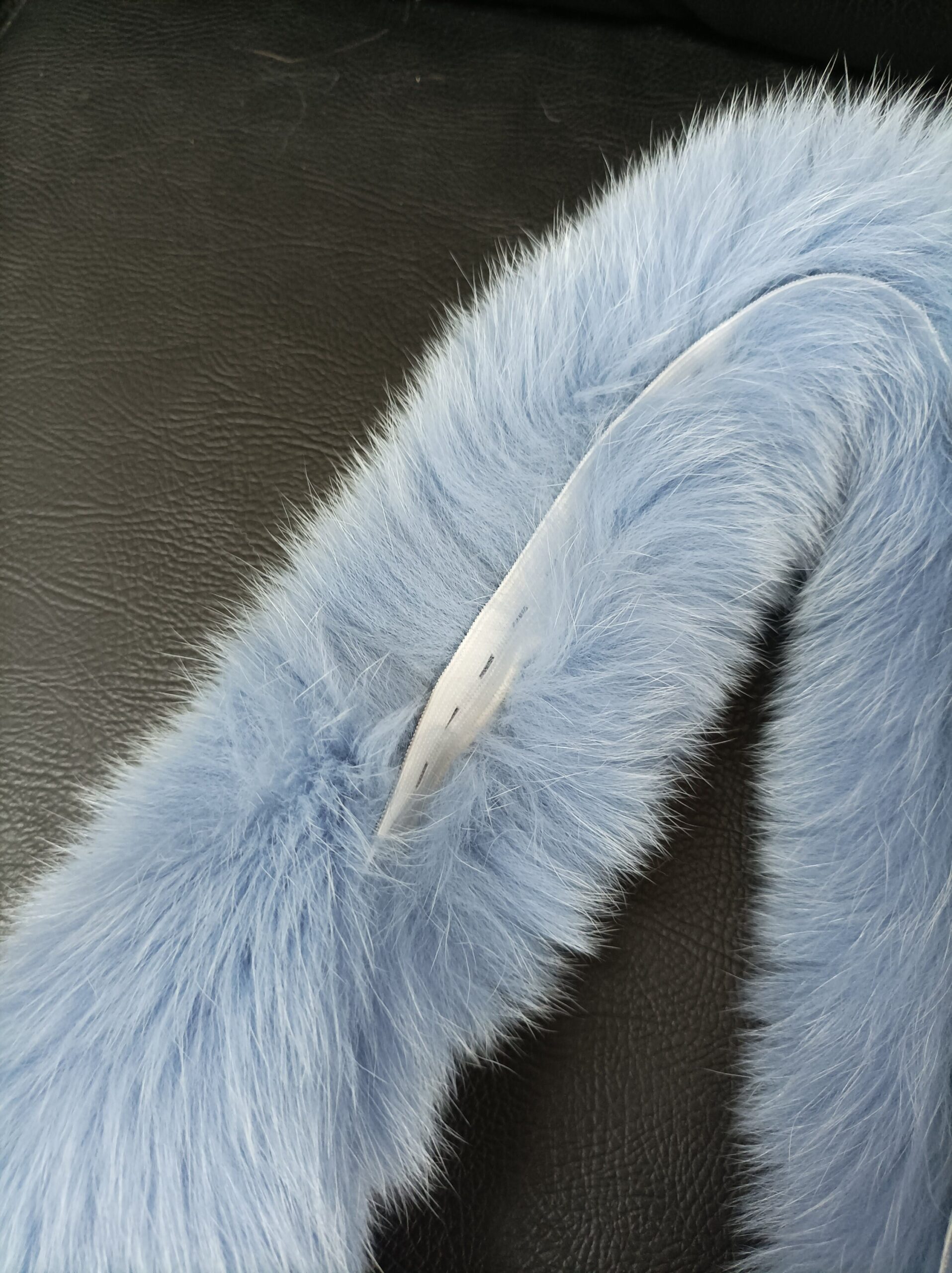 Fur hood trim, real fox hood trim, fur collar, cyan color, fox fur hood trim, fur scarf. - Image 3