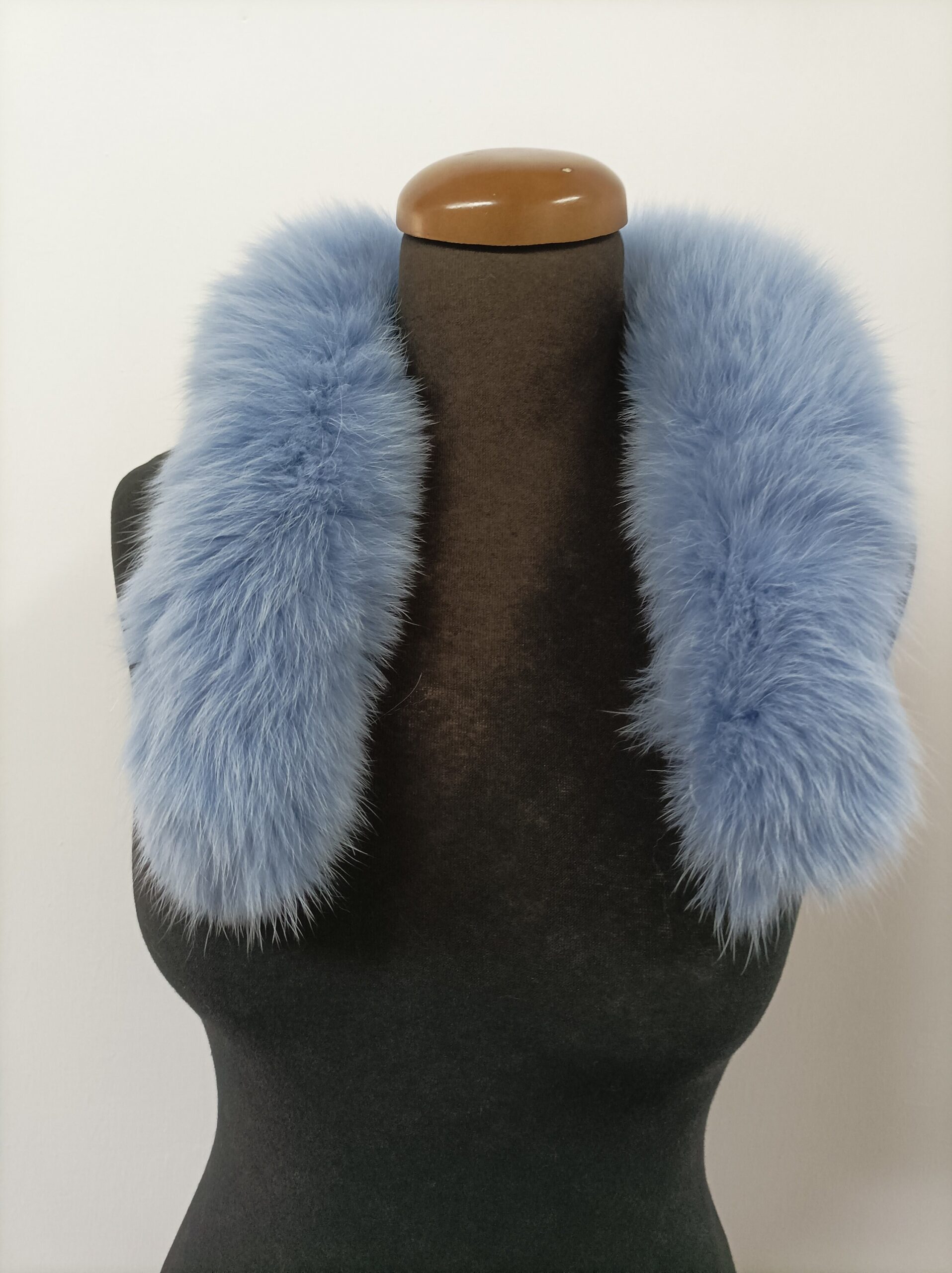 Fur hood trim, real fox hood trim, fur collar, cyan color, fox fur hood trim, fur scarf. - Image 4
