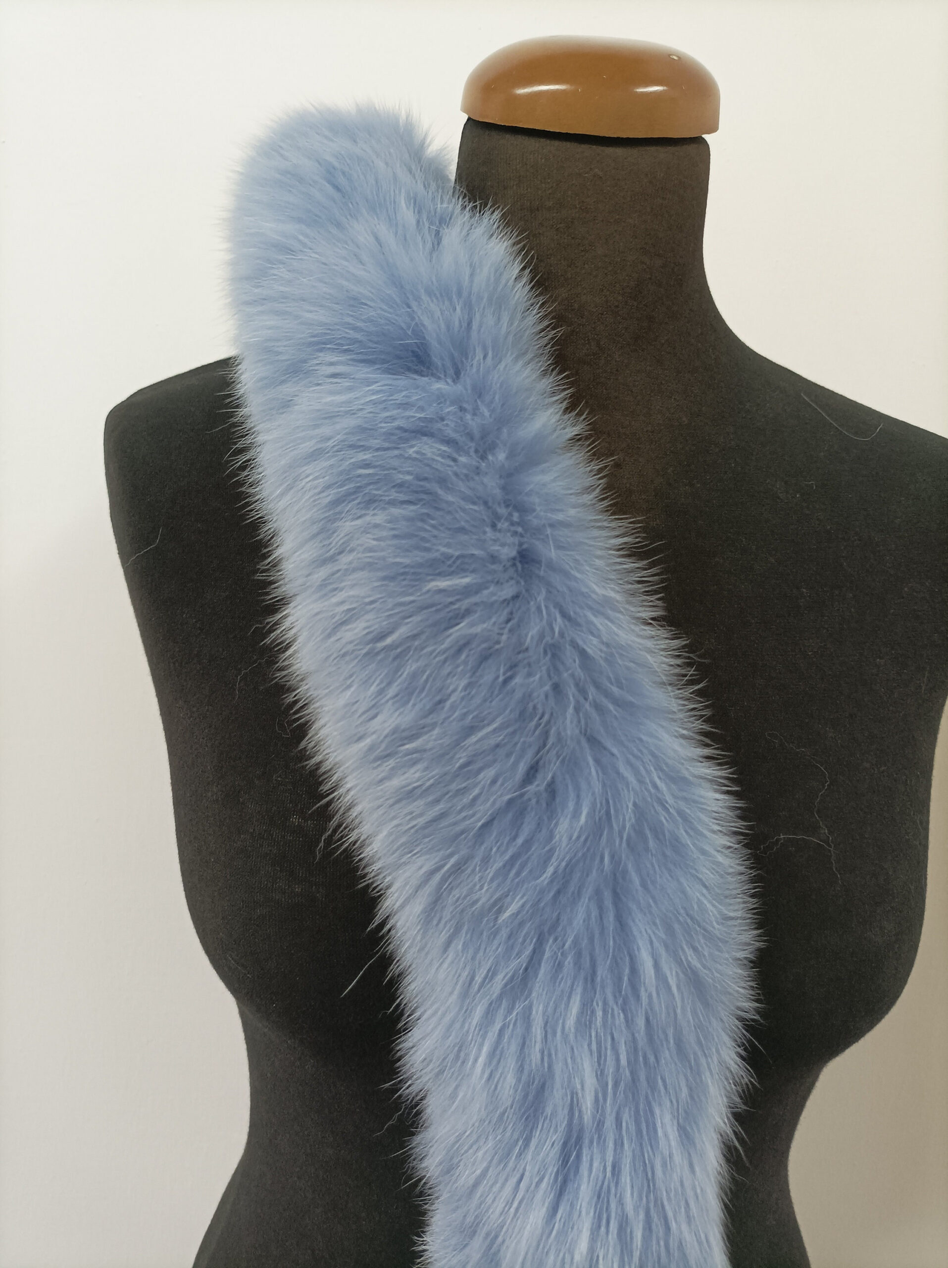 Fur hood trim, real fox hood trim, fur collar, cyan color, fox fur hood trim, fur scarf. - Image 2
