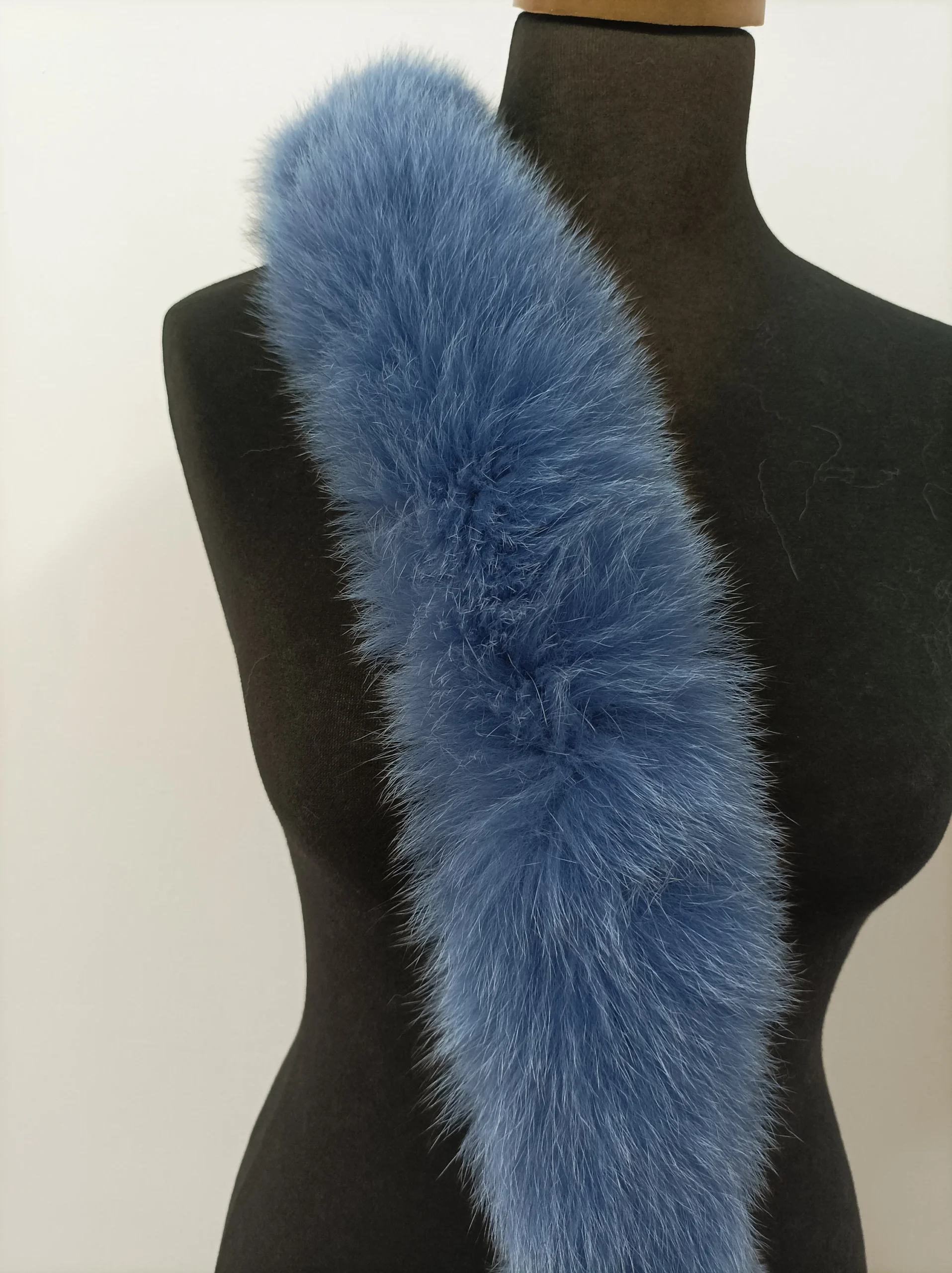 Real Fox Fur Hood Trim, Blue Fur Collar, Fur Scarf (73cm) - Image 10
