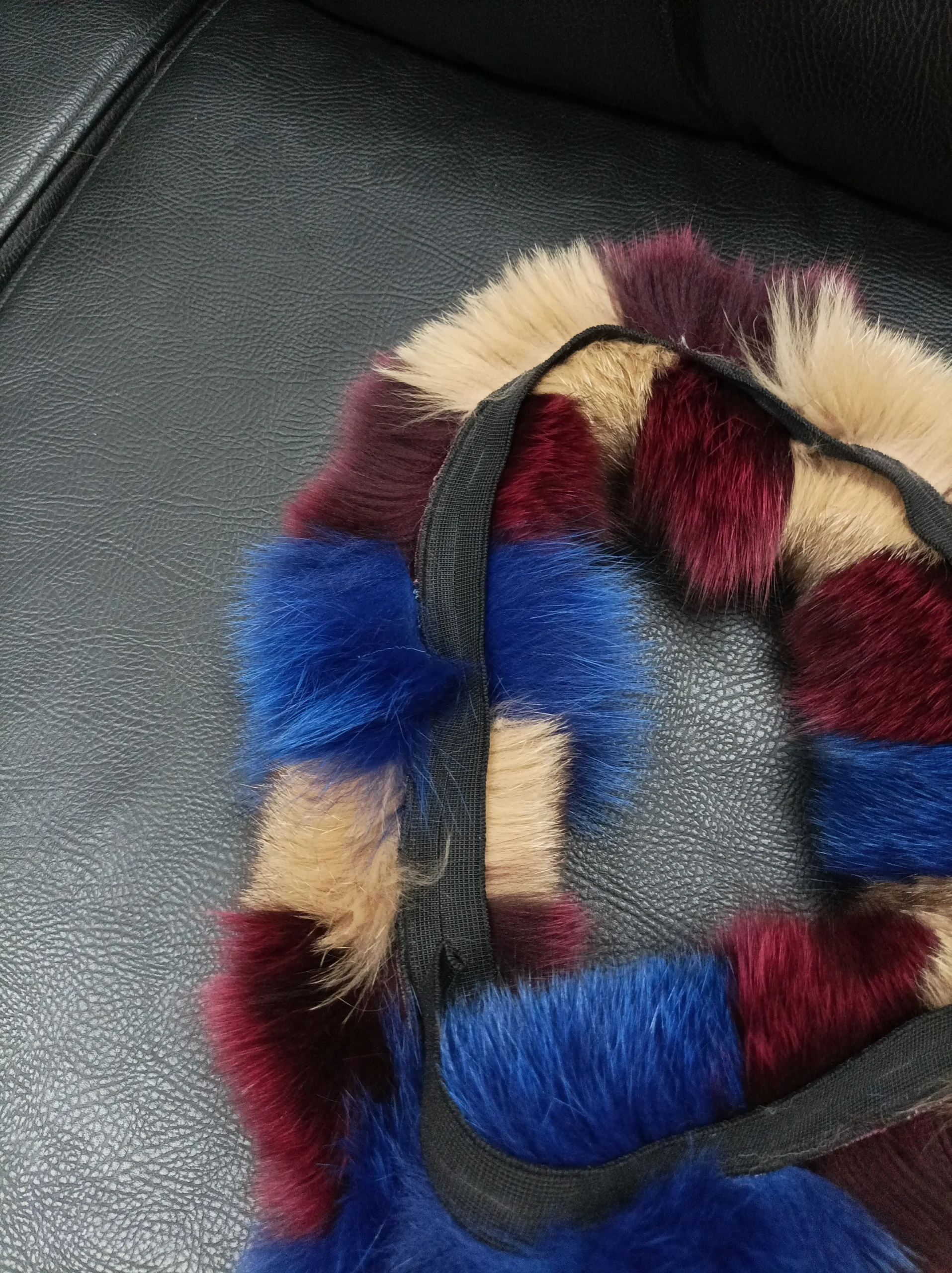Multicolor Fox Fur Hood Trim, Fur Collar, Fur Scarf (73cm) - Image 6
