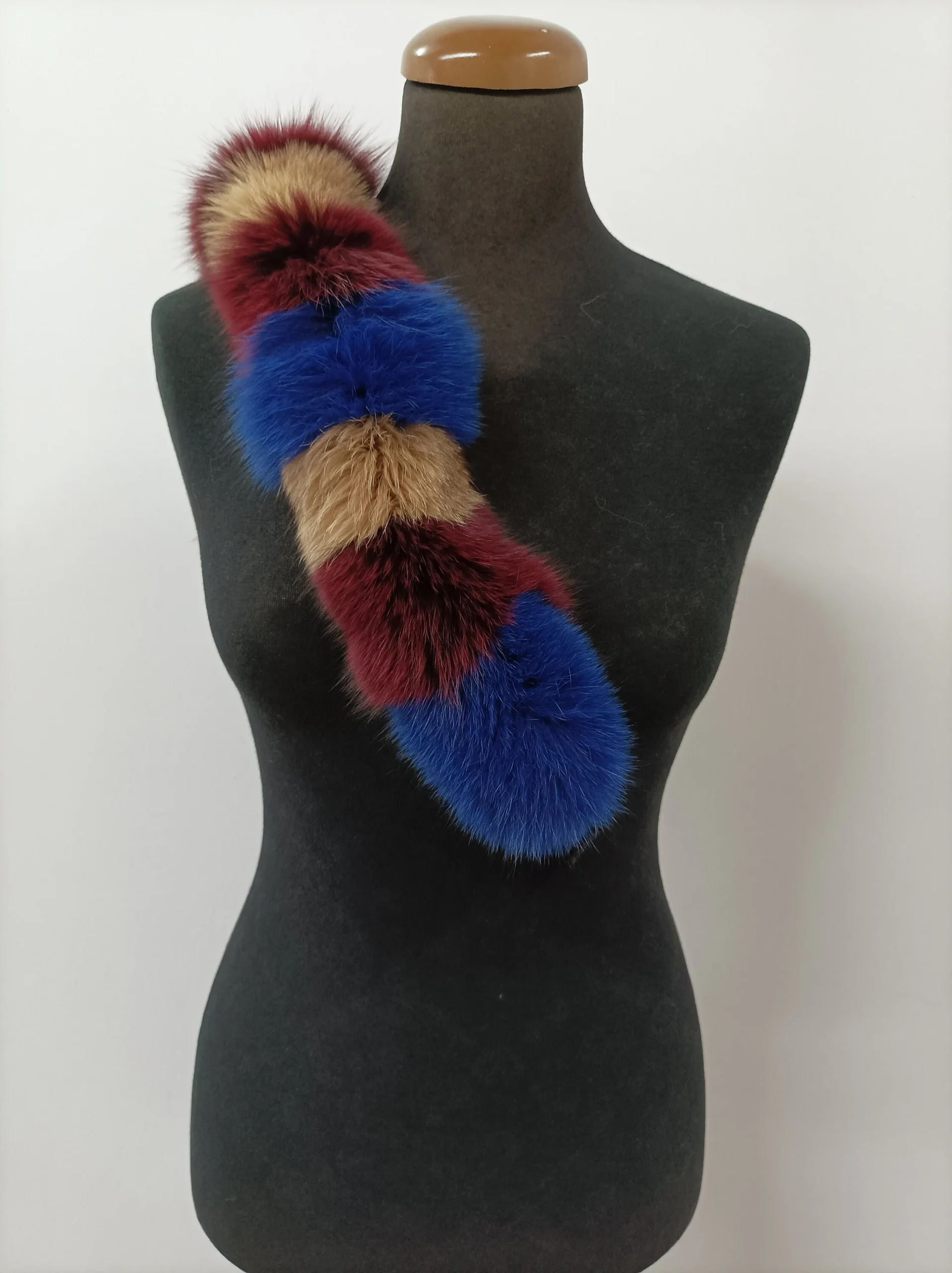 Multicolor Fox Fur Hood Trim, Fur Collar, Fur Scarf (73cm)