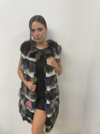 Real fur vest,multicolor fox with  rex rabbit , warm garment womans gift
