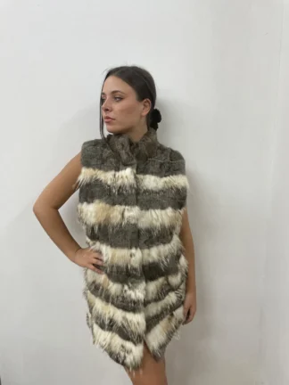 Real fur vest,multicolor finn raccoon with rex rabbit , warm garment womans gift