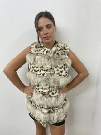 Real fur vest,coyote fur with leopar rabbit , warm garment womans gift