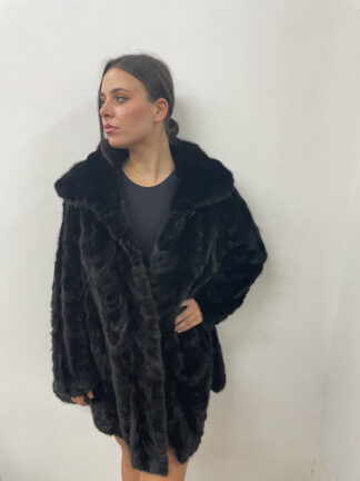 Fur mink coat, black color , natural fur, womans winter coat