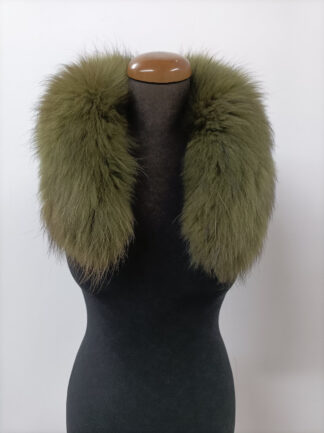 Fur hood trim, real finn racoonn hood trim, fur collar, green color, finn racoonn fur hood trim, fur scarf.