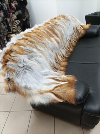 Real Fox fur blanket throw golden color, Home warmer