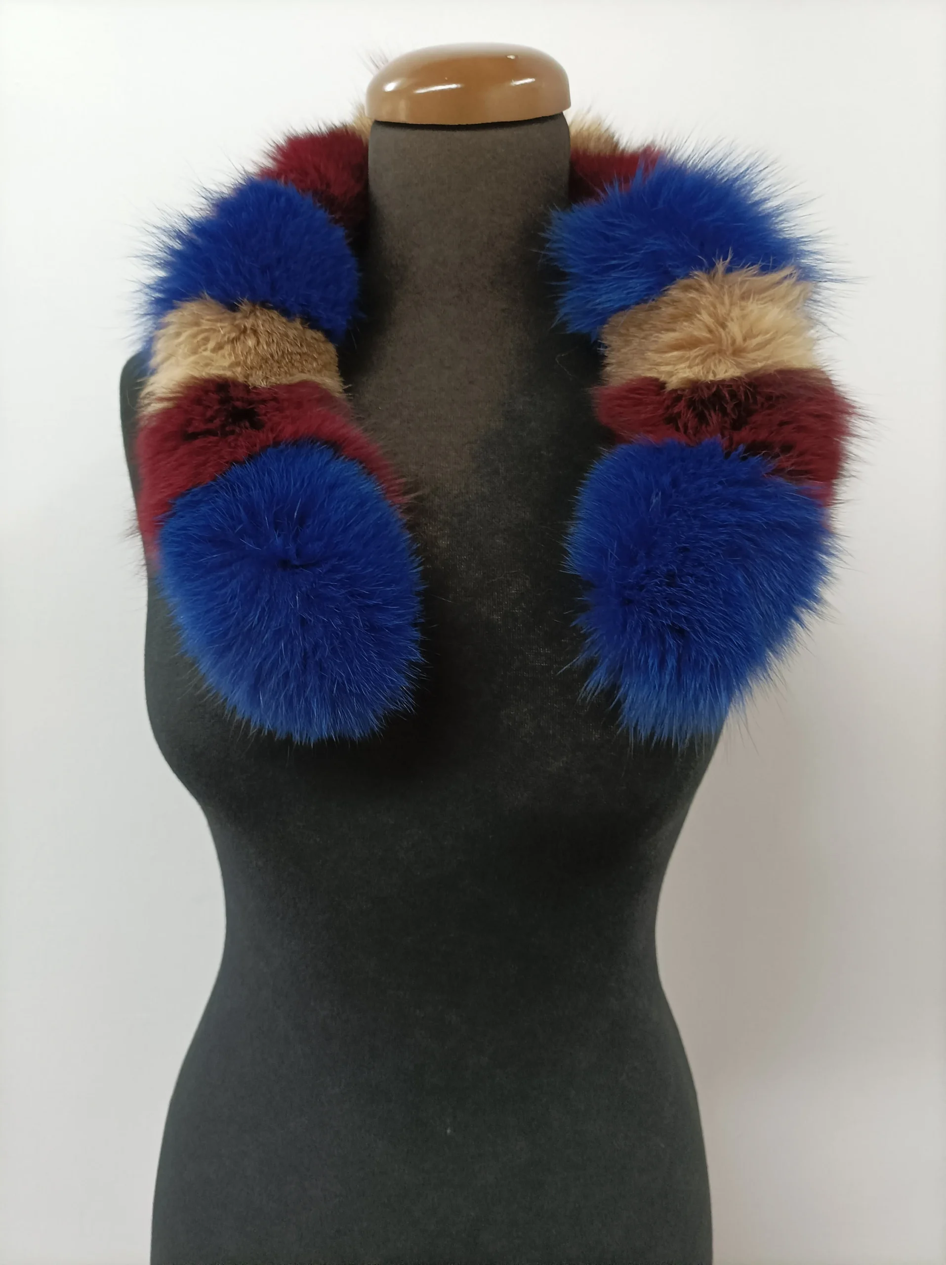 Multicolor Fox Fur Hood Trim, Fur Collar, Fur Scarf (73cm) - Image 2