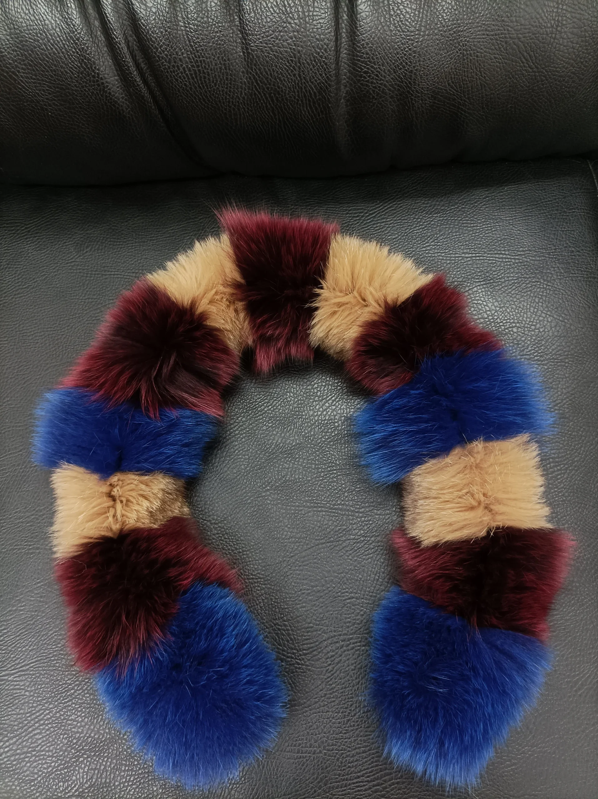 Multicolor Fox Fur Hood Trim, Fur Collar, Fur Scarf (73cm) - Image 3